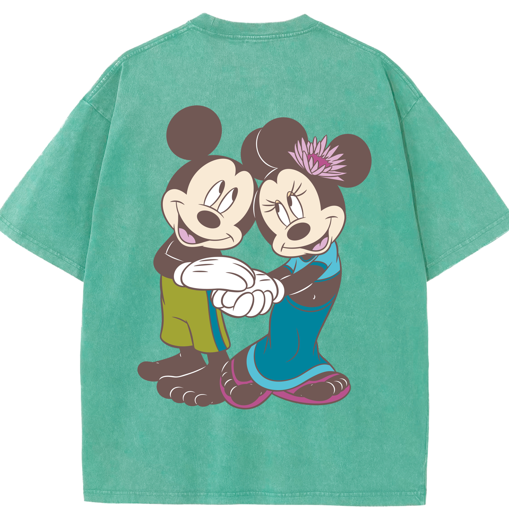 （画像用） ミッキーマウス Mickey Mouse 綿100% ヴィンテージ風 半袖Tシャツ（背面プリント）